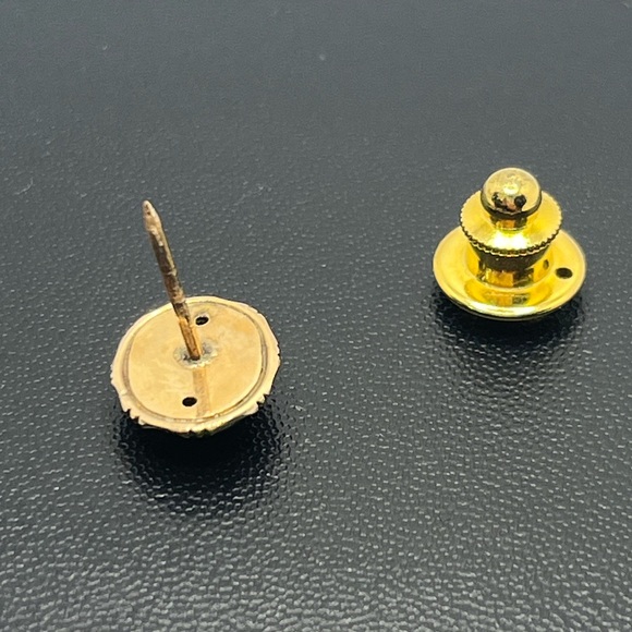 10k yellow gold green jadeite cabochon stone tie tack pin vintage - Picture 5 of 14